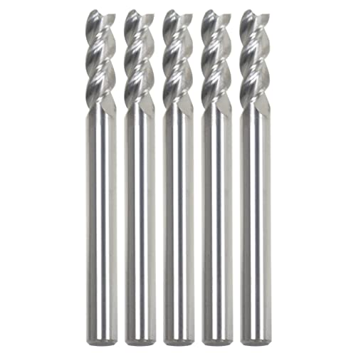 Image of findmall 5Pcs 3 /16 Inch Helix Carbide End Mill 3 Flute 9 /16 Inch Length of Cut Fit for Aluminum Cut Non-Ferrous Metal Upcut CNC Spiral Router Bit
