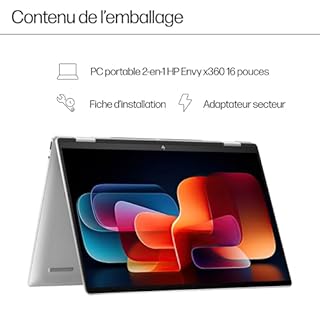 HP Envy 16-ac0000sf Ordinateur Portable Convertible 16" 2.8K OLED 120 Hz, PC Portable (Intel Core Ultra 5 125U, RAM 16 Go, SSD 512 Go, Intel Graphic, Windows 11), Laptop Gris, Clavier AZERTY