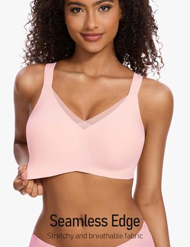 Image of GXOULRRA V Lace Wireless Jelly Bra Seamless Push Up Bras for Women No Underwire Full Coverage Comfortable Sleep Bralette