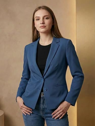 Image of ROCKSY Black Smart Casual Formal Blazer for Women, Regular Fit Stylish Blazer for Women