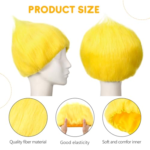 Image of Geyoga 1 Pcs Funny Wig Crazy Hair for Halloween Party,Yellow | Funny Colorful Wig Adults Use, Unisex Funky Hairband, Halloween Mardi Gras Cosplay Costume Party Accessories