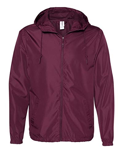 Independent Trading Co. Lightweight Windbreaker Zip Jacket M Maroon