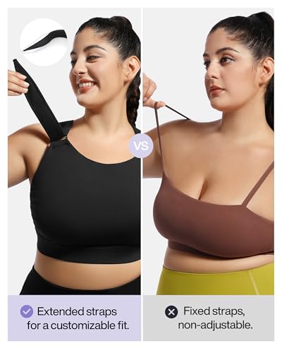 Plus Size Sports Bras Medium-High Support Adjustable Racerback High Neck Wireless Everyday Workout Running Bra for Women4