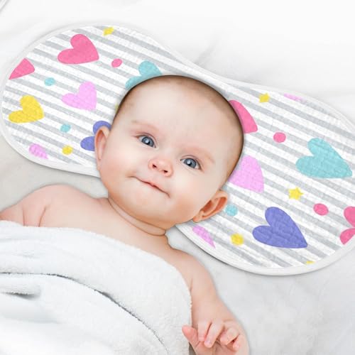 Baby Burp Cloths, Soft Absorbent Burping Cloths for Babies, Cotton Milk Spit Up Rags, Large Size for Newborns, Baby Boys and Girls (Pastel Hearts Pattern) 6