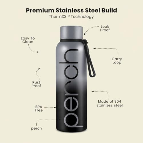 Image of Perch Zion Stainless Steel Water Bottle 720 ml | Hot & Cold Flask | ISI Certified | Vacuum Insulated | BPA Free | Leak Proof Lid | for Office, School, Gym, Home & Travel | Crafted in Pexpo Facilities