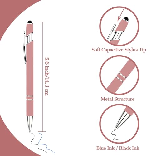 LMJUEJIN Up to 1200 pcs Bulk Custom Pens Personalized Pen with Name or Logo - Blue or Black Ink - Engraved Metallic Customized Pens with Stylus Tip Pen Gift Ideal for Business Promotions (Style 1) - Thumbnail 2