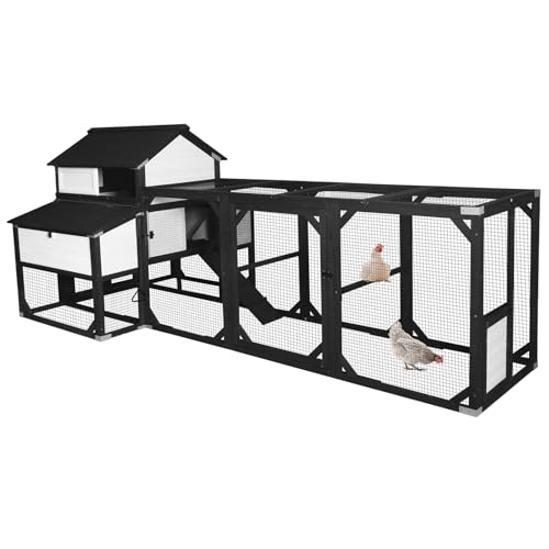 Aivituvin Chicken Coop Extra Large Chicken House 41.3ft² for 8-10 Chickens Outdoor Wooden Hen House Poultry Cage with 6 Nesting Boxes, 6 Perches, Large Run 118" L, Black