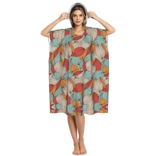 Peignoir à capuche imprimé feuilles adulte pour piscine et plage léger