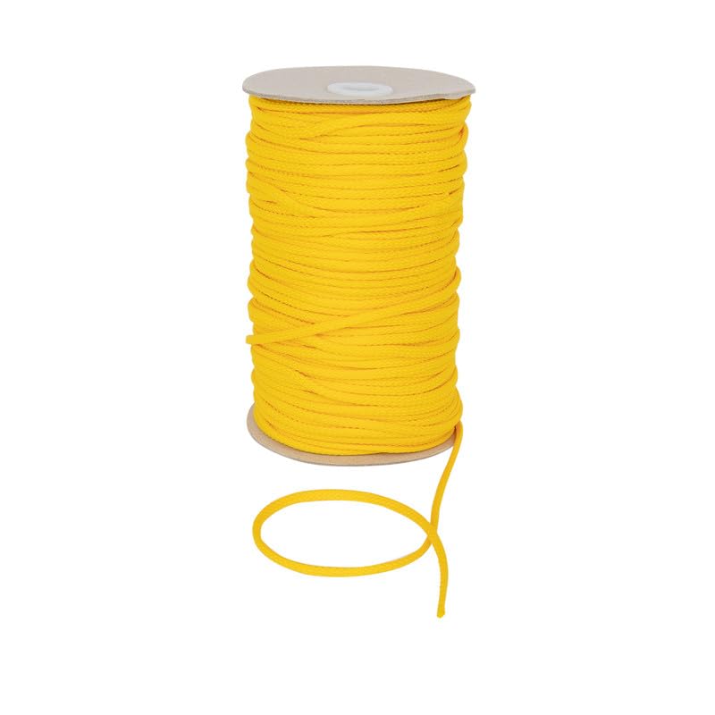 Durable Anorak Braided Cord - 4mm Wide Polyester Drawstring Cord Laces Hoodie String Jogger string clothing cord lace tying lanyard rope craft project (Yellow,5)-Craft Queen LTD