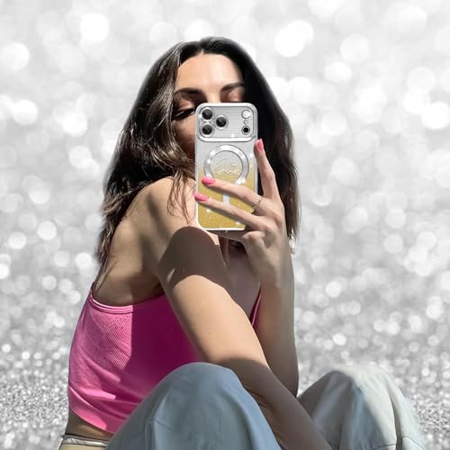 Image of ZIYE Magnetic Case Designed for iPhone 17 Pro Max Glitter Case-Sliver