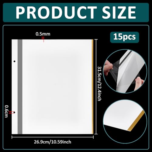 BENECREAT, 15 páginas autoadhesivas para álbum de fotos blanco, tamaño grande 12,4 x 10,6 pulgadas, recambio para scrapbook con agujeros preperforados para libros de recuerdos de bodas y exhibición de fotos miniatura 2