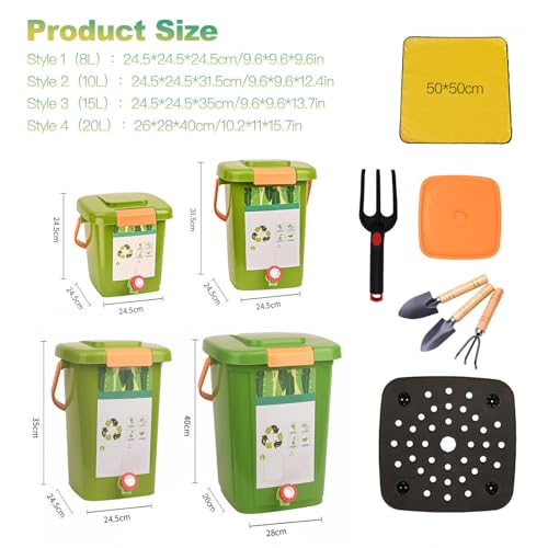 LFLIFENG Kitchen Composter With Faucet Collect Compost Liquid Compost Bins Convenient Recycling of Food Waste Kitchen Compost Bin Countertop,Style3(15L)-1Set - Image 2