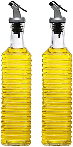 Image of Cutting EDGE Glass Transparent Leak Proof Cap Oil Dispenser and Holder, 500ml (Set of 2)