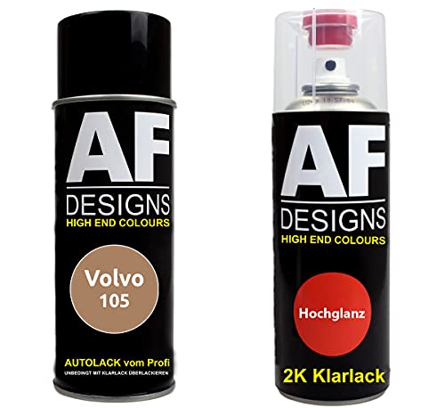 Alex Flittner Designs Pintura Bote Spray Kit para Volvo 105 Oro Metálico 2K Barniz Claro Pintura Base Aerosol 2x400ml