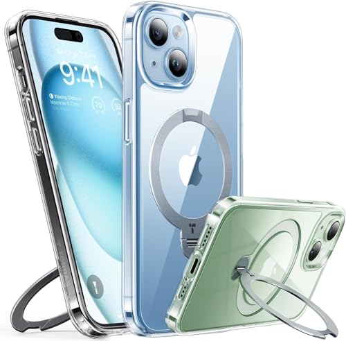 Coque iPhone 15 Pro TORRAS Ostand Spin transparente avec support rotatif 360