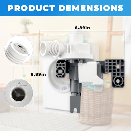 W10876600 W10727777 B25-3A04 Washer Drain Pump - Compatible with May.tag Whirl.pool L.G Ken.more Elite Washer Drain Pump- Replaces 4455877 AP6004933 PS11738156 EAP11738156 W10876600VP by TOMOON