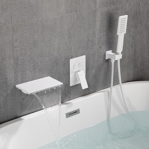 Mitigeur bain-douche cascade blanc petit modèle avec flexible - 2