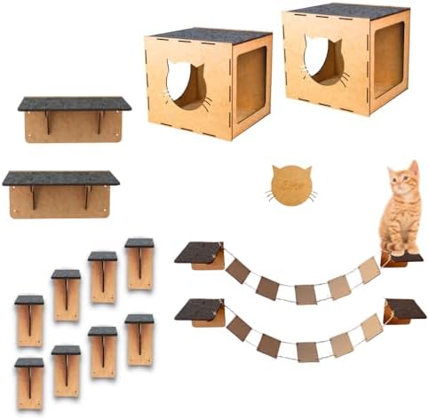BOXFAN Playground para gatos 14 peças, inclui pontes, nichos, deg...