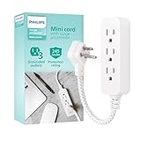 Philips 1 Ft Indoor Extension Cord with Surge Protection, 3-Outlet, Flat Plug, 245 Joules, ETL Listed, White, SPP8272WC/37