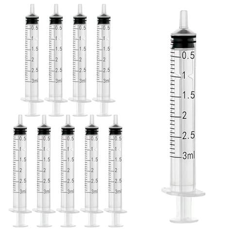 20 Pack 3ml Plastic Syringe Without Needle, Industrial Dispensing for Glue, Oil, Ink, Resin & Lab Liquid Handling, Individually Wrapped