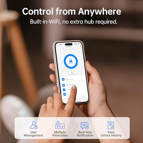 NUTOMO Palm Vein Smart Lock: Keyless Entry Door Locks with Handle Set Built-in WiFi Keypad Electronic Digital Deadbolt with APP Remote Control for Home Support Alexa/Rechargeable Battery/BHMA 3/Black - image 7