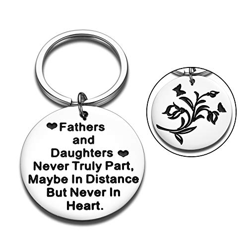 Dad Keychain Christmas Present from Daughter Fathers Day for Daddy Papa Thank You Present Fathers and Daughters Never Truly Part Dad Daughter Birthday Present for Men Dad Grandfather Key Ring