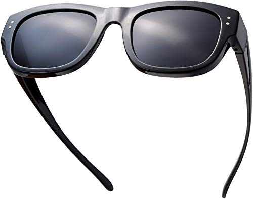 Image of The Fresh High Definition Polarized Wrap Around Shield Sunglasses for Glasses - Leather Eyeglasses Case