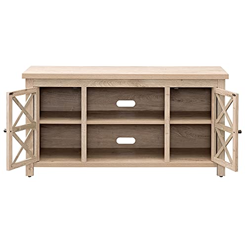 Image of Henn&Hart Rectangular TV Stand for TV's up to 55 inch in White Oak, TV Stands for the Living Room