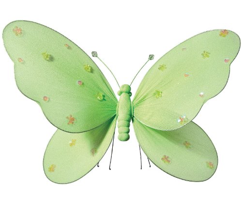 Sequined Hanging Butterfly 3D Wall Décor Color: Green, Size: Small