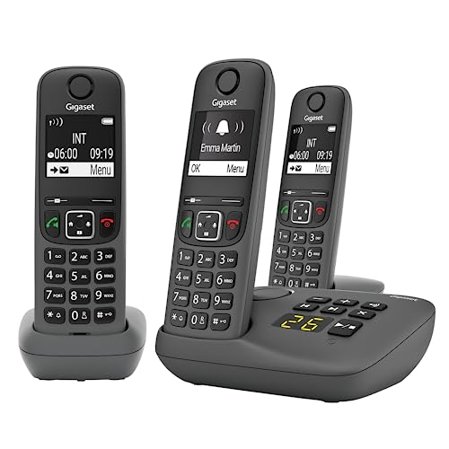 Gigaset A695A Trio - 3 téléphones DECT sans fil avec répondeur - écran à haut contraste - excellente qualité audio - profils sonores réglables - fonction mains...