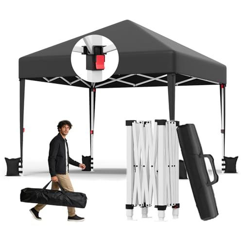 Devoko Carpa,3x3 Impermeable Estable a Prueba de Frío Carpa,3 Plegable Ajustable en Altura,Tienda Plegable,Protección UV 50+,Tienda con Bolsa de Transporte Carpas para Exteriores,Carpas Camping,Gris