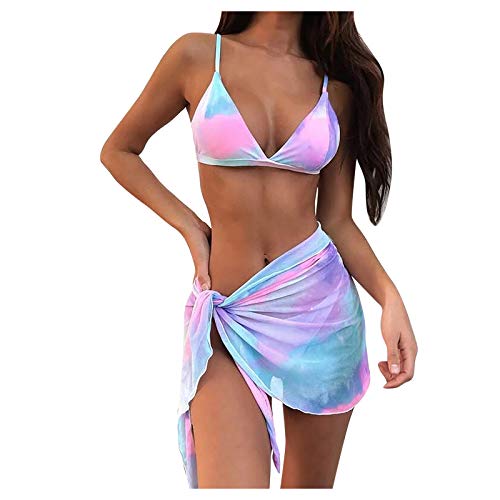 Conjunto de Tankinis para Mujer con Estampado Tie Dye y Detalle Malla en la Cintura Falda Estilo Dividido BañAdor Reductor Conjuntos Verano Bikinis Tankini