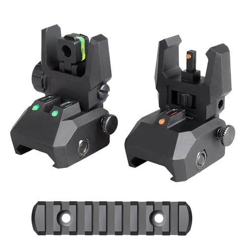 Fiber Optic Sights Flip Up Front and Rear Backup Sights with Green Red Fiber Optics Polymer Fiber Sight Black