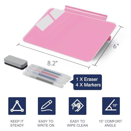 Image of TSJ OFFICE Small Desktop Whiteboard - Glass Dry Erase Board 8 X 6 Inches Tabletop Easel Whiteboard with Stand, Desk Board Buddy for Artist, Teacher and Student