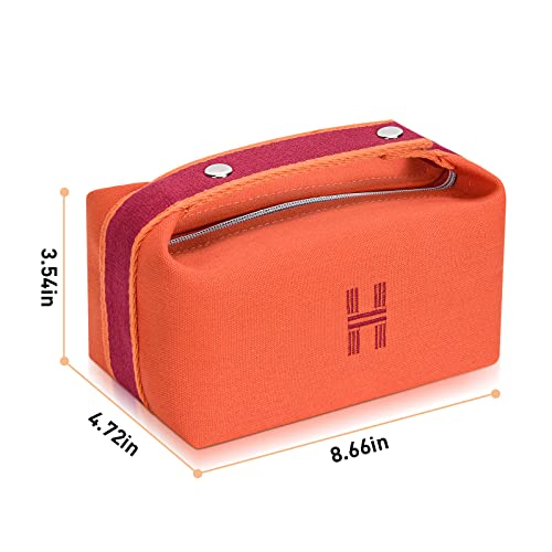 Sluxa Fashion Makeup Bag For Women, Orange Red Canvas Make Up Travel Bag, Hanging Cosmetic Bag Organizer For Women .… #TOP6