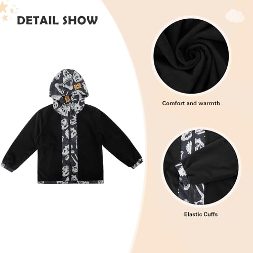 Image of ESTAMICO Boys' Fashion Fleece Jackets Kids Winter Hooded Coat Windproof Rain Resistant Windbreaker