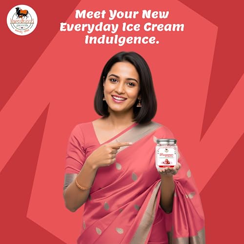 Image of Kamdhenu Gauveda Strawberry Ice Cream Mix Powder 150g - Instant Homemade Strawberry Ice Cream Premix | No Machine Needed | Eggless & 100% Vegetarian | Makes 500ml+ Soft Serve, Milkshake & Popsicle