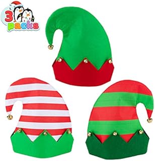 3 Packs Christmas Elf Felt Colorful Hat Christmas Holiday Party Hats Featuring One Size fits Most Unisex Hats for Jingle Bells Kids, Teens, Adults