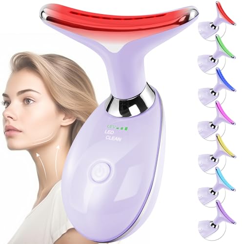 Image of Facial Massager Red-Light-Therapy-for-Face and Neck, Face 𝖲 culpting Wand with 7 Color (Light Purple)