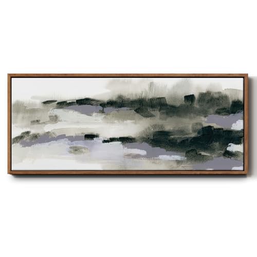 Renditions Gallery Canvas Art Work For Office Abstract March Floater Framed Painting and Prints Home Decor for Lounge Kitchen Bedroom Lobby - 12"X30" WALNUT Frame GAL039