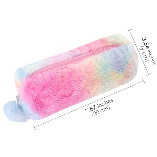 Image of Fluffy Pencil Case, Plush Pencil Case Rainbow, Soft Pouch Colored Storage Bags, Makeup Pouch, for Daily Study Work(1Pcs)