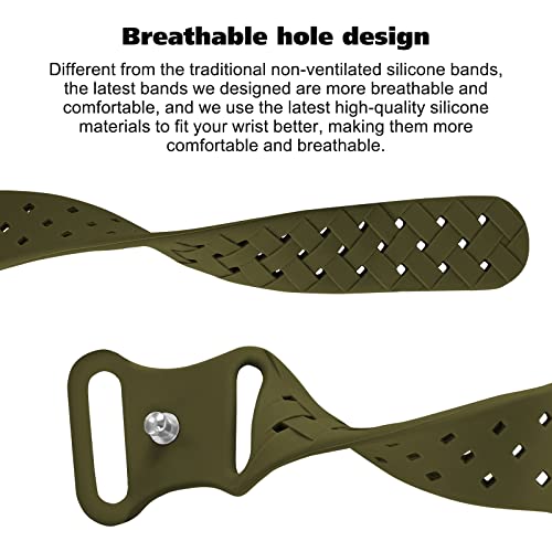 Image of Silicone Braided Weave Bands Compatible with Apple Watch 38mm 40mm 41mm 42mm 44mm 46mm 45mm 49mm, Replacement Sport Breathable Strap for iWatch Series 11 /10 /9 /8 /7 /6 /5 /4 /3 /2 /1 Ultra SE, Olive Green