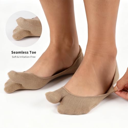 Image of F Flammi No Show Socks Women Tabi Socks Non Slip Flip Flop Socks Low Cut for Sneaker Lofer Boat Shoes