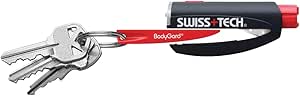 SwissTech ST81010 Keychain 3-in-1 Bodyguard Auto Emergency Escape Tool with Glass Breaker, LED Flashlight, and Seat Belt Cutter, (Single Pack)