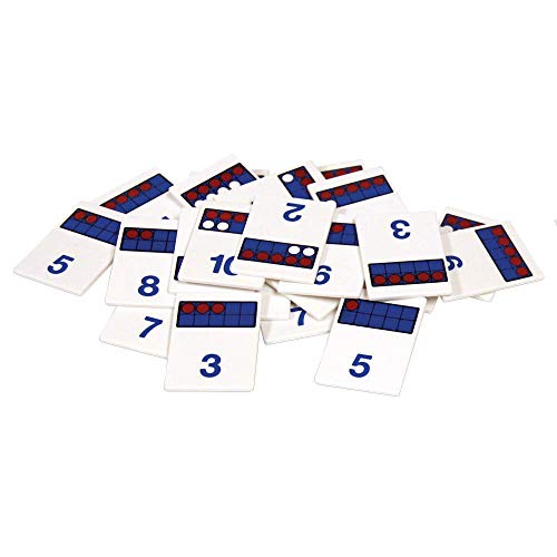 hand2mind Ten Frame Dominoes for Kids Math Game Set, Plastic Dominoes, Ten Frame Math, Counting Toys for Counting, Addition, Subitizing, Math Manipulatives, Kindergarten Learning Games (Set of 30)