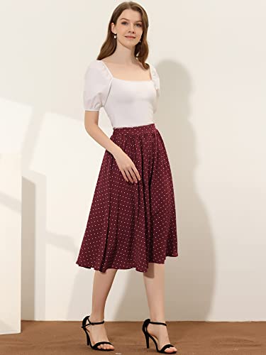 Allegra K Women's Valentine's Day Date Dinner Flowy A-Line Elastic Waist Flare Swing Midi Skirt3