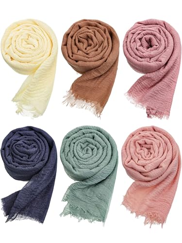 Women Scarf Shawl Hijab Scarfs, Chiffon Hijab Head Scarf for Women Cotton Blend Crinkle Scarf Wrap Head Scarf