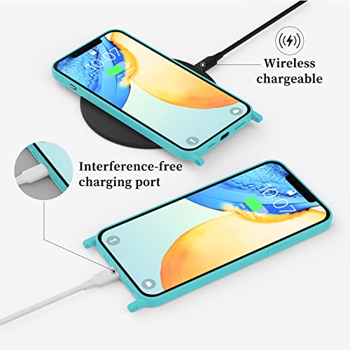 Image of Compatible with iPhone 13 Pro Case Lanyard Crossbody Strap Adjustable Shockproof Drop Protection Silicone Phone Cover for 6.1'', Sea Blue, Q6184-01