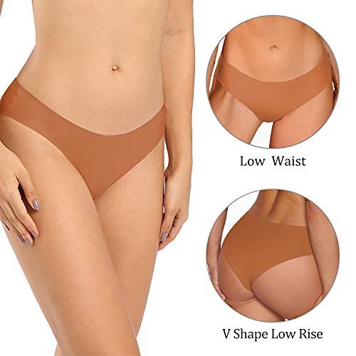 Image of SHARICCA Women Seamless Cheeky Bikini No Show Panties Ladies Invisible Breathable Briefs Soft Stretch Underwear Multi Pack