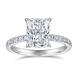 CGSRING Moissanite Rings 7x9mm 3 Carat D Color VVS1 Radiant Cut Moissanite Engagement Ring for Women